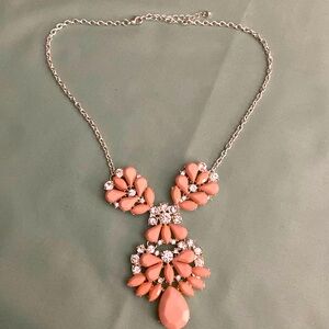 Pink Acrylic and crystal gem necklace